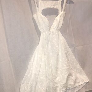 Princess Polly White Embroidery Open Back Mini Dress | Size 2